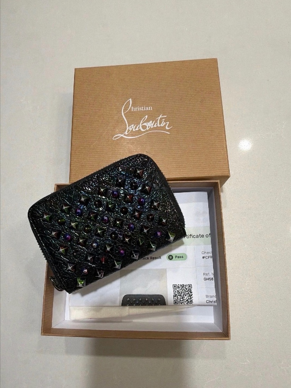 Christian Louboutin Panettone Black Compact Wallet (full inclusion)